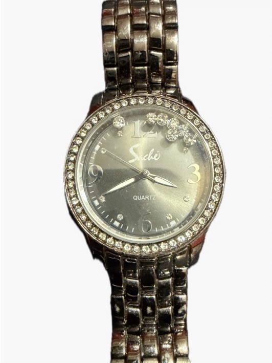 Siche Silver (Gun Metal) Crystal Accent Quartz Watch